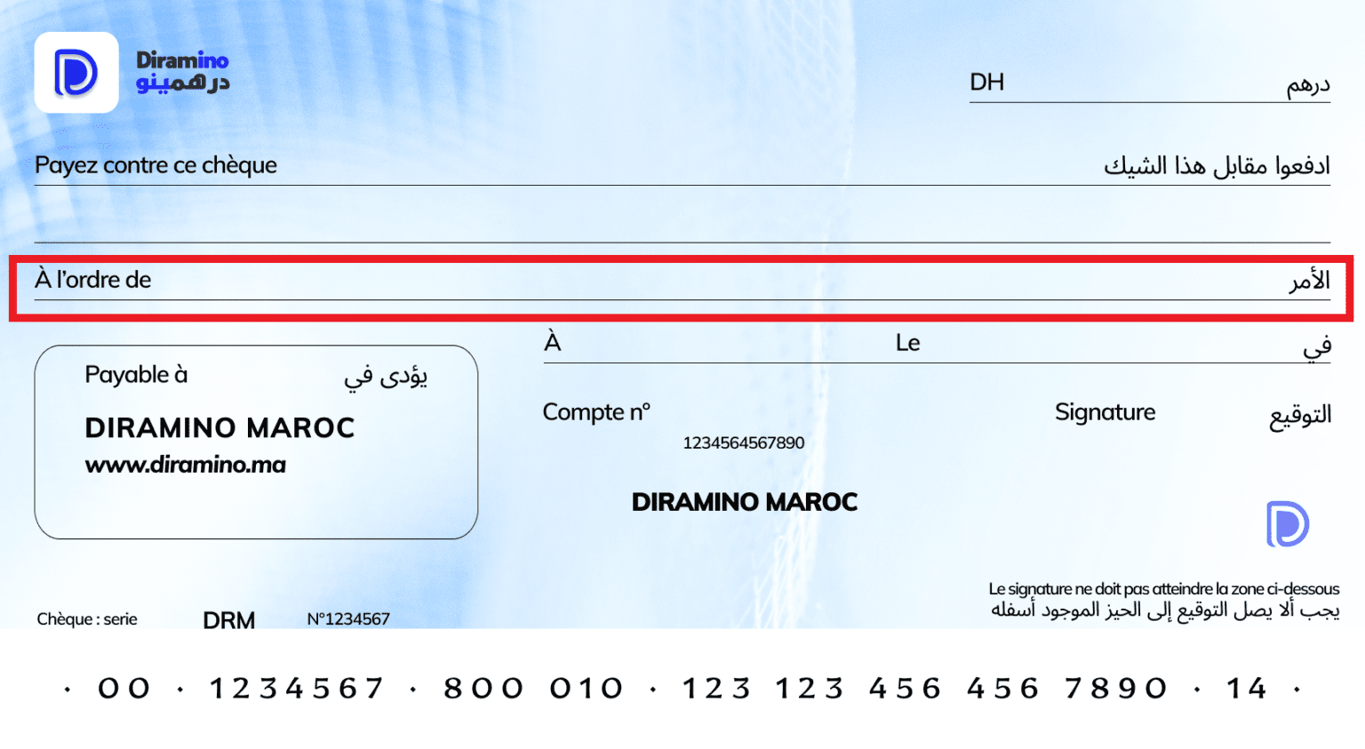 comment remplir un chèque maroc